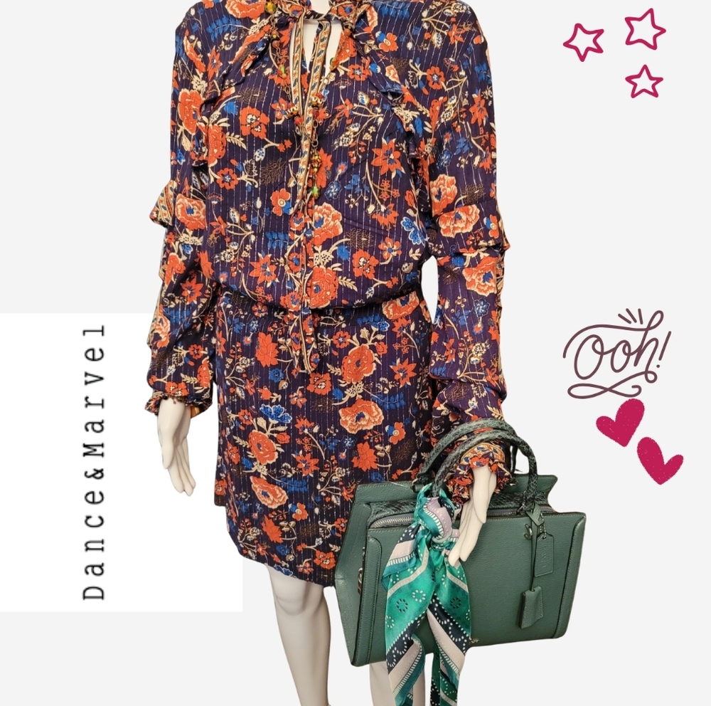 NWT Dance & Marvel Floral Fall Dress Sz L